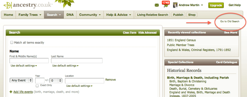 Checking which Ancestry Search you're using