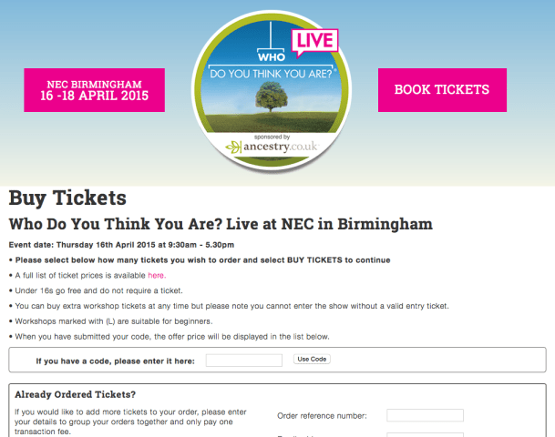 Who Do You Think You Are? Live 2015 ticket website