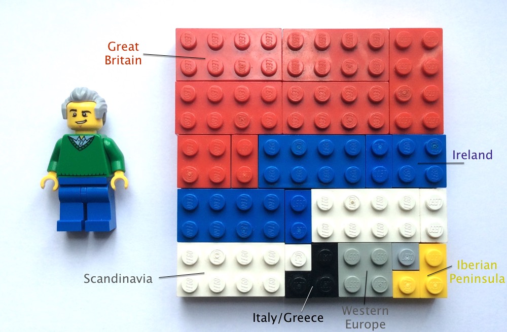 My Father's AncestryDNA Ethnicity result in Lego