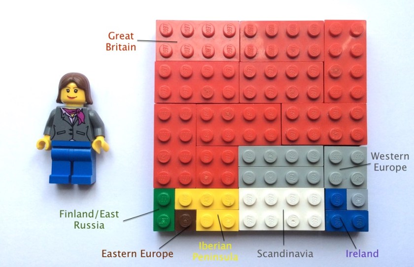 Mother's AncestryDNA Ethnicity Result in Lego