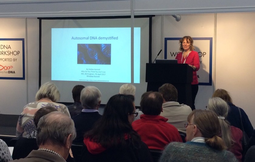Debbie Kennett about to demystify autosomal DNA at Who Do You Think You Are? Live 2017.