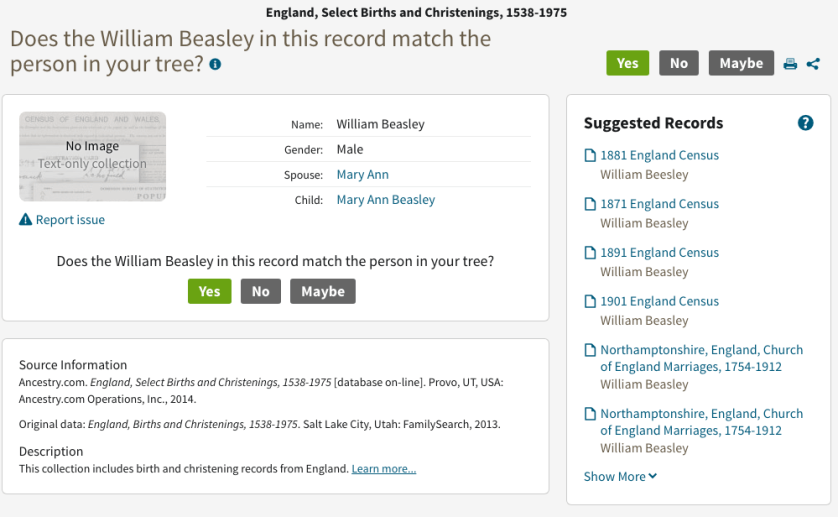 This Christening summary all looks in order..